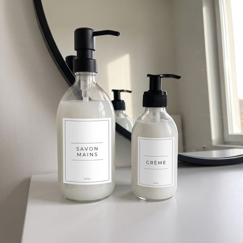 Étiquettes pour flacon 500 ml et flacon 250 ml