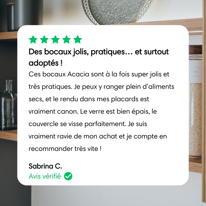 Avis client bocaux en verrer et acacia