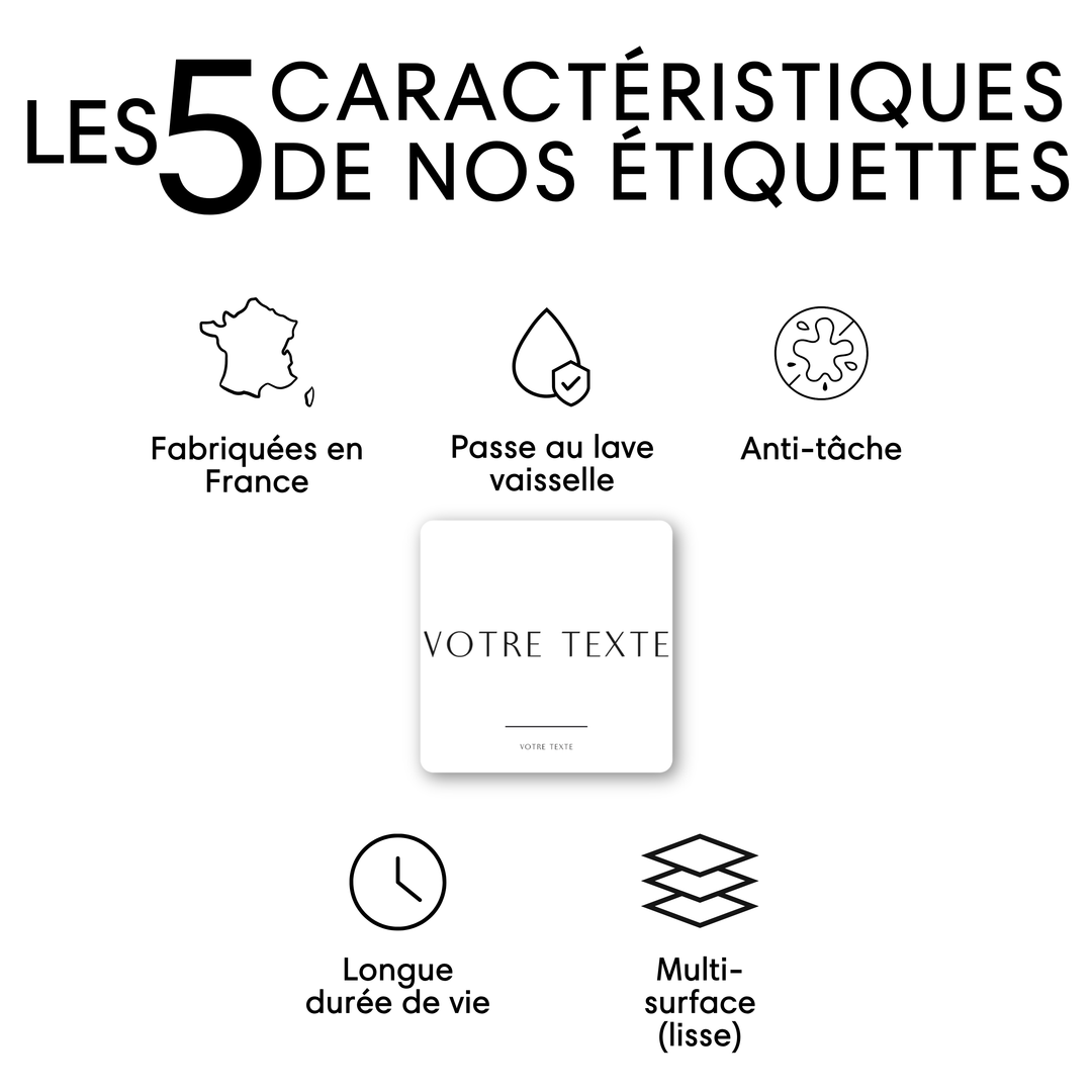 caractéristiques étiquettes bocaux et épices