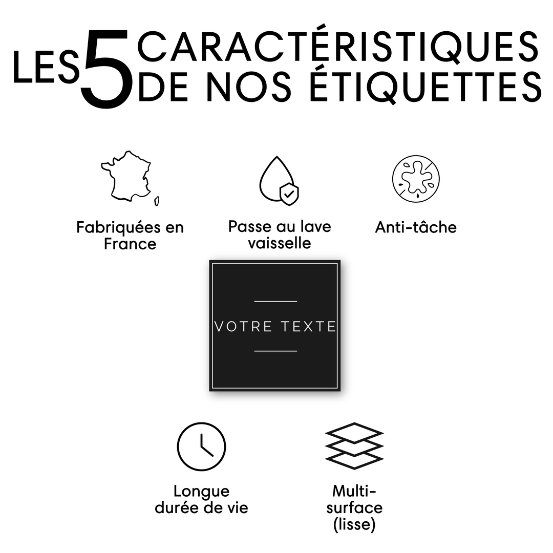 caractéristiques étiquettes minimaliste 