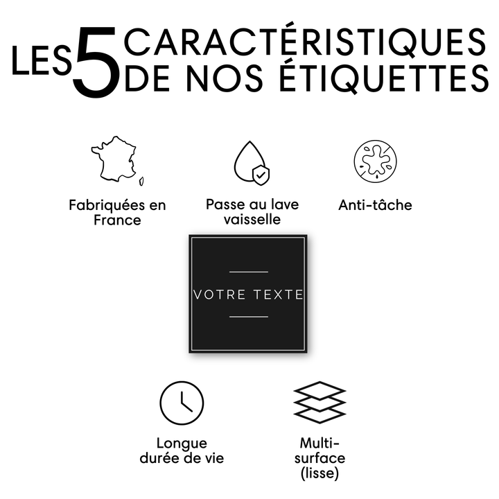 caractéristiques étiquettes minimaliste 