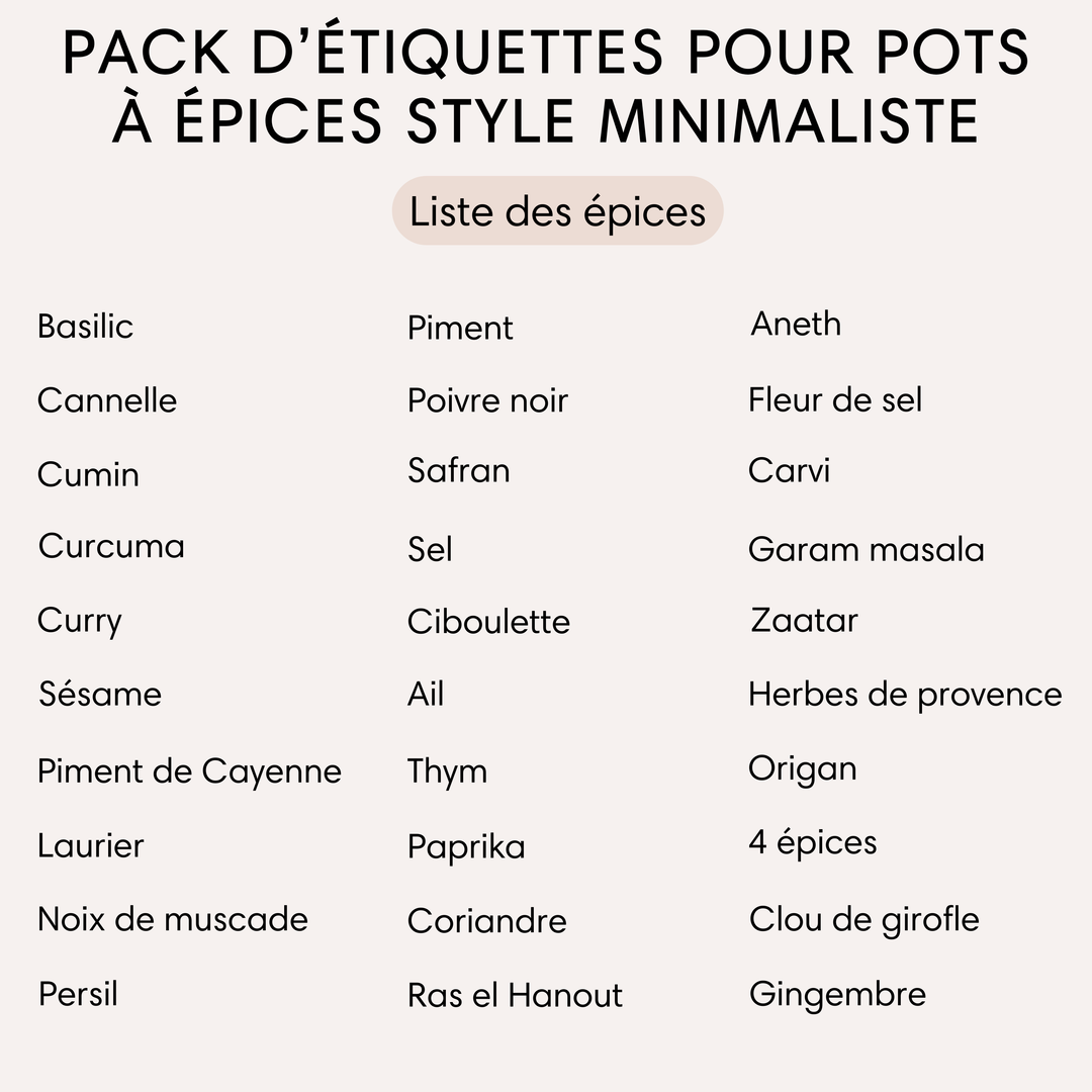 étiquettes épices minimaliste