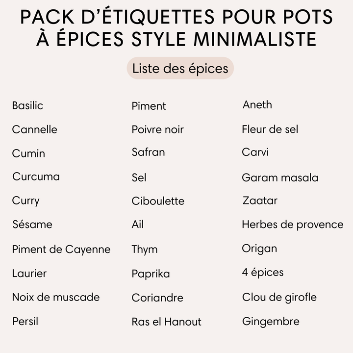 étiquettes épices minimaliste