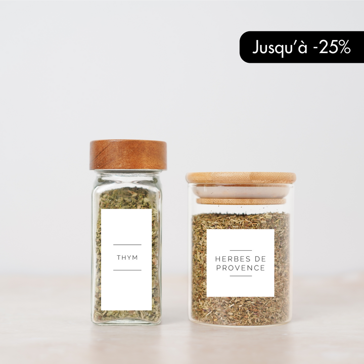 Étiquettes pots à épices style minimaliste